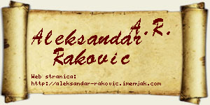 Aleksandar Raković vizit kartica